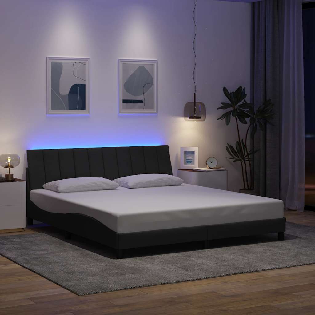 Estrutura de cama sem colchão hanko 180x200 cm tecido cinzento-escuro