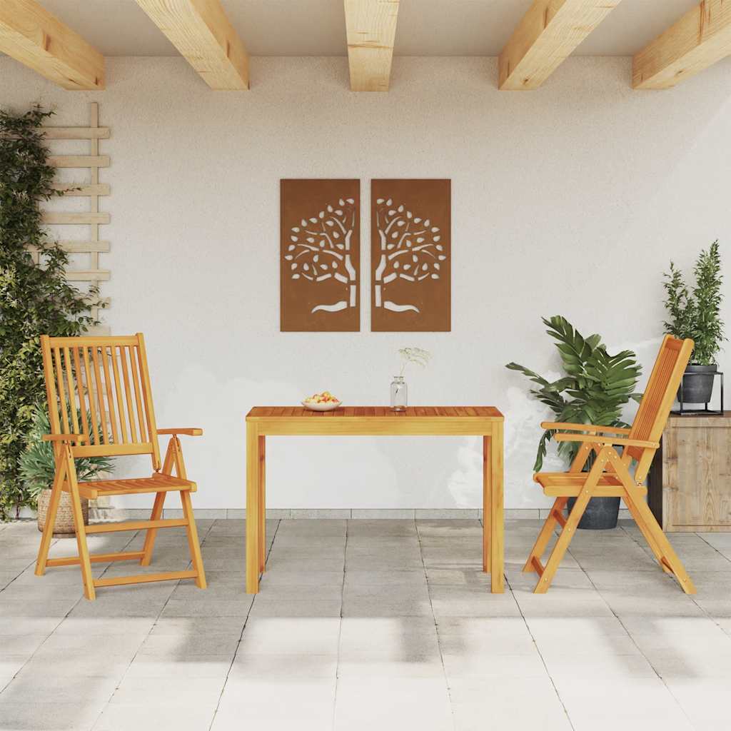 3 Pcs conjunto de jantar para jardim madeira de acácia maciça