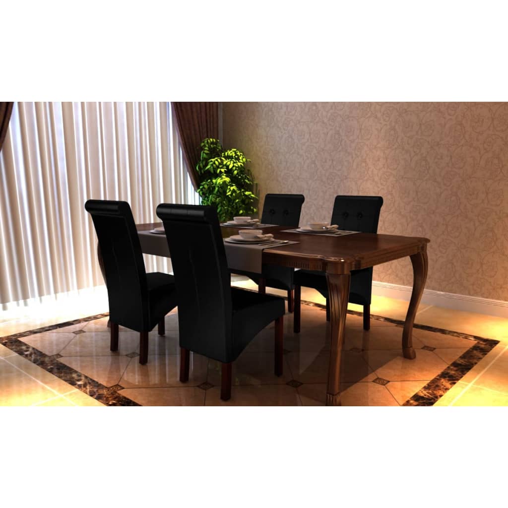 Cadeiras de jantar 4 pcs couro artificial preto