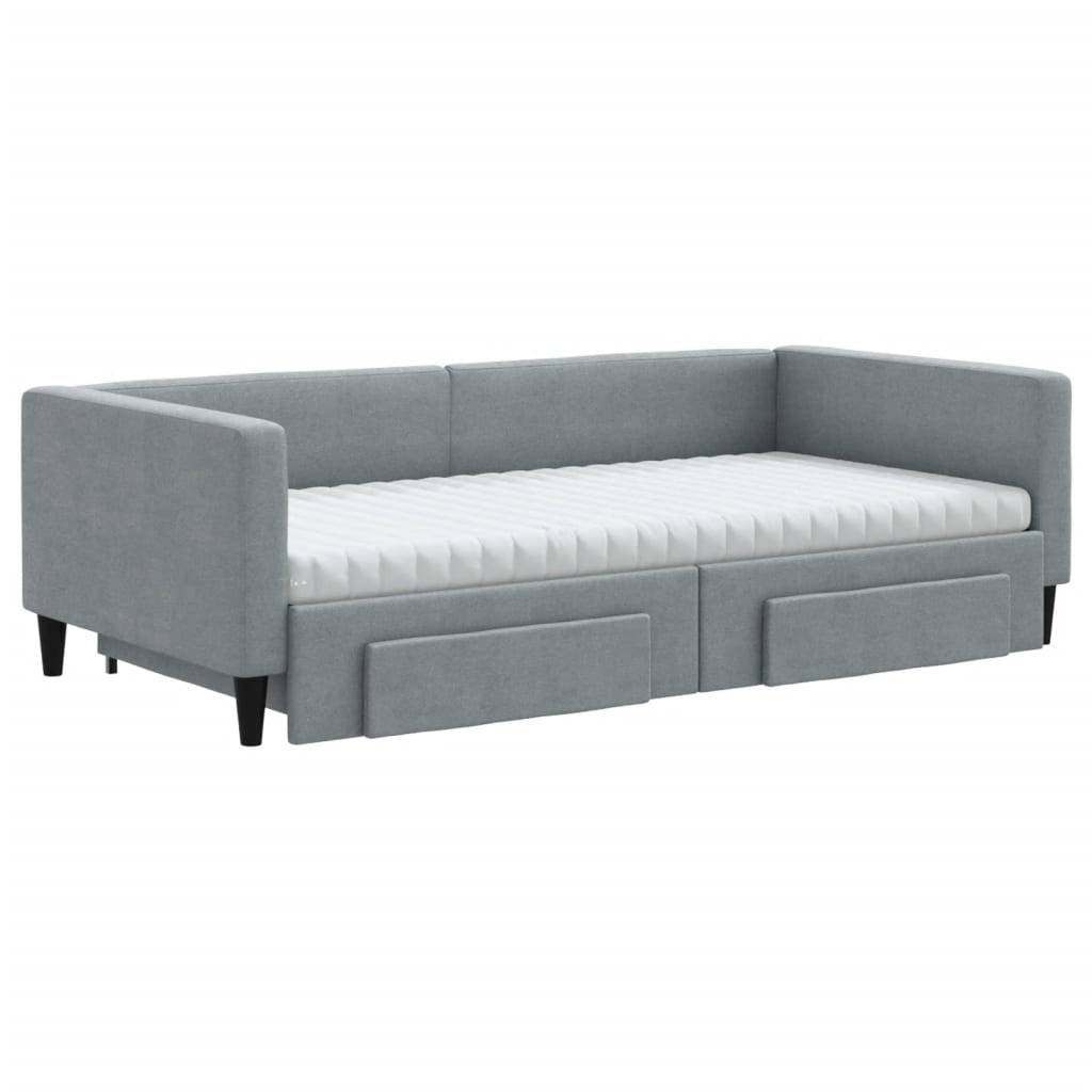 Sofá-cama c/ gavetão e gavetas 100x200 cm tecido cinzento-claro