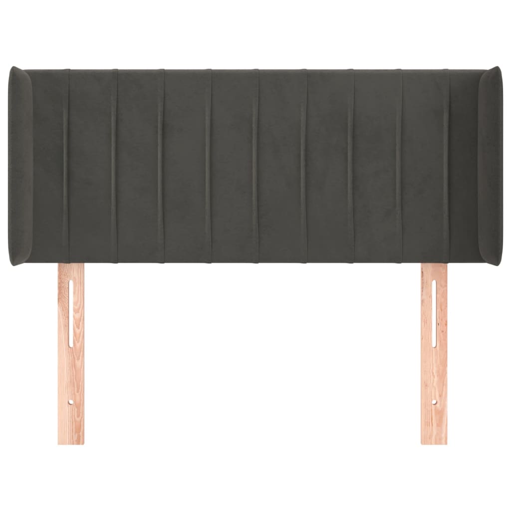 Cabeceira de cama c/ abas veludo 103x16x78/88cm cinzento-escuro