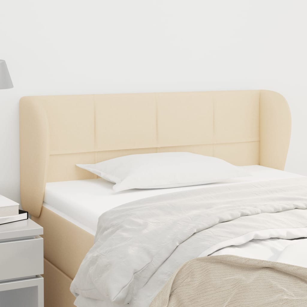 Cabeceira de cama c/ abas tecido 103x23x78/88 cm creme