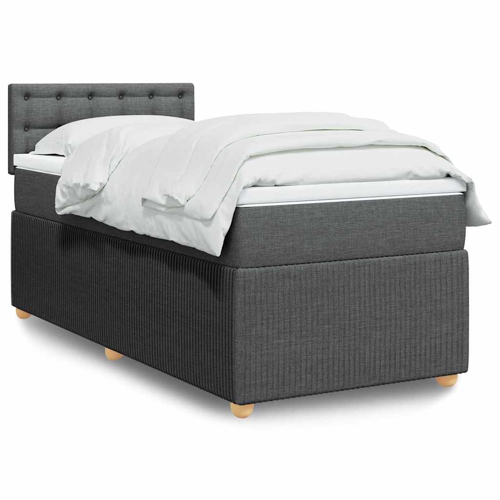 Cama com molas/colchão 90x190 cm tecido cinza-escuro