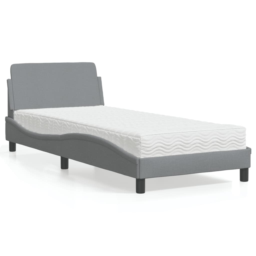 Cama com colchão dover 90x190 cm tecido cinzento-claro