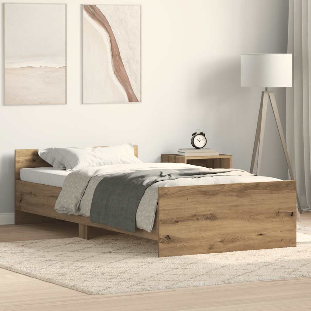 Estrutura de cama sem colchão 75x190 cm carvalho artesanal