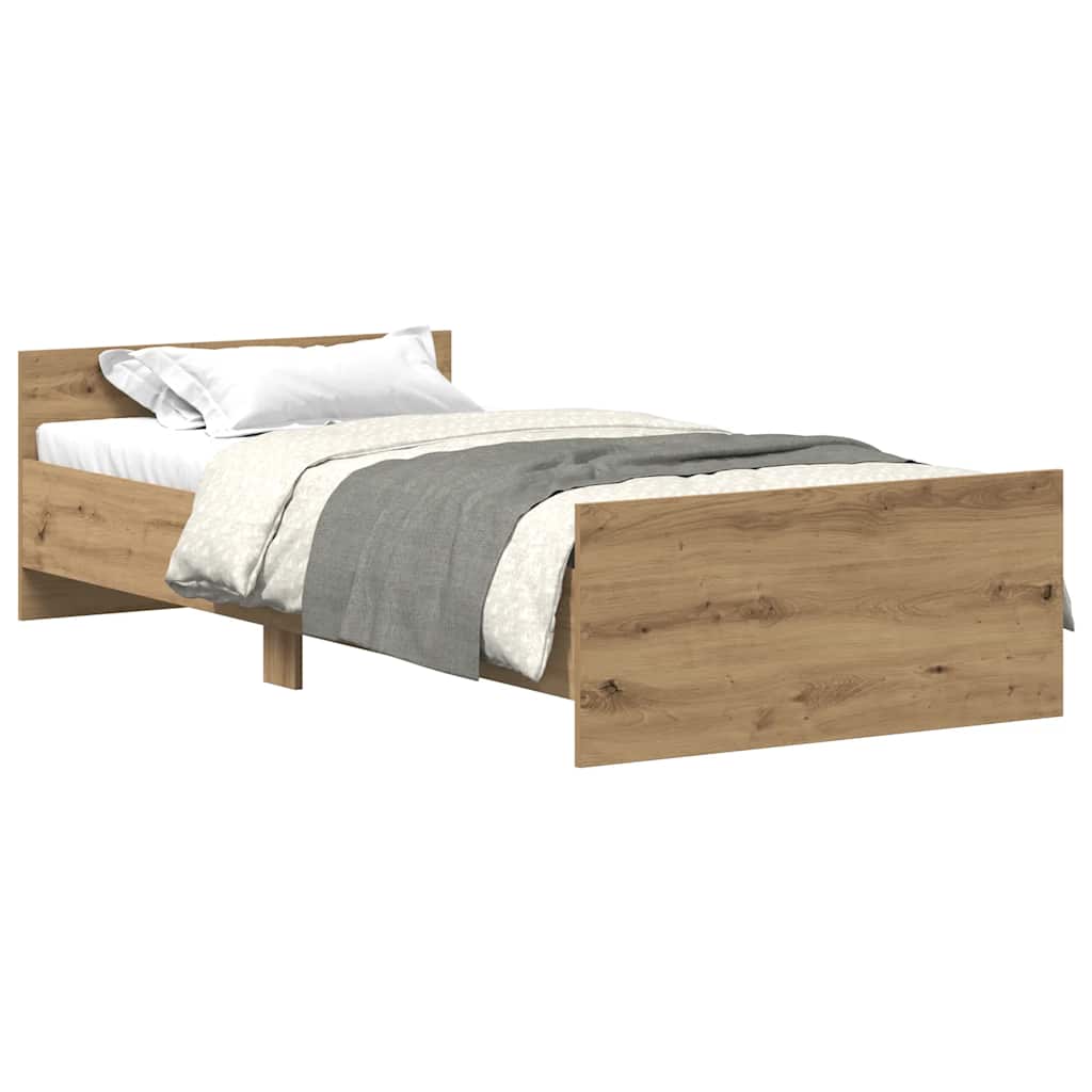 Estrutura de cama sem colchão 75x190 cm carvalho artesanal