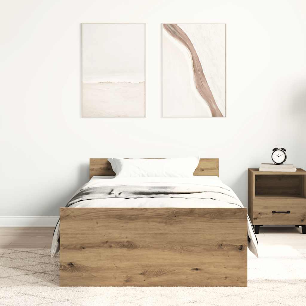 Estrutura de cama sem colchão 75x190 cm carvalho artesanal