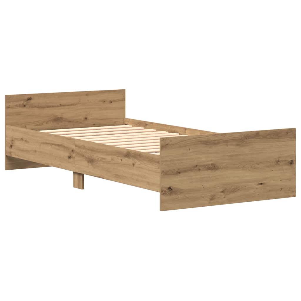 Estrutura de cama sem colchão 75x190 cm carvalho artesanal