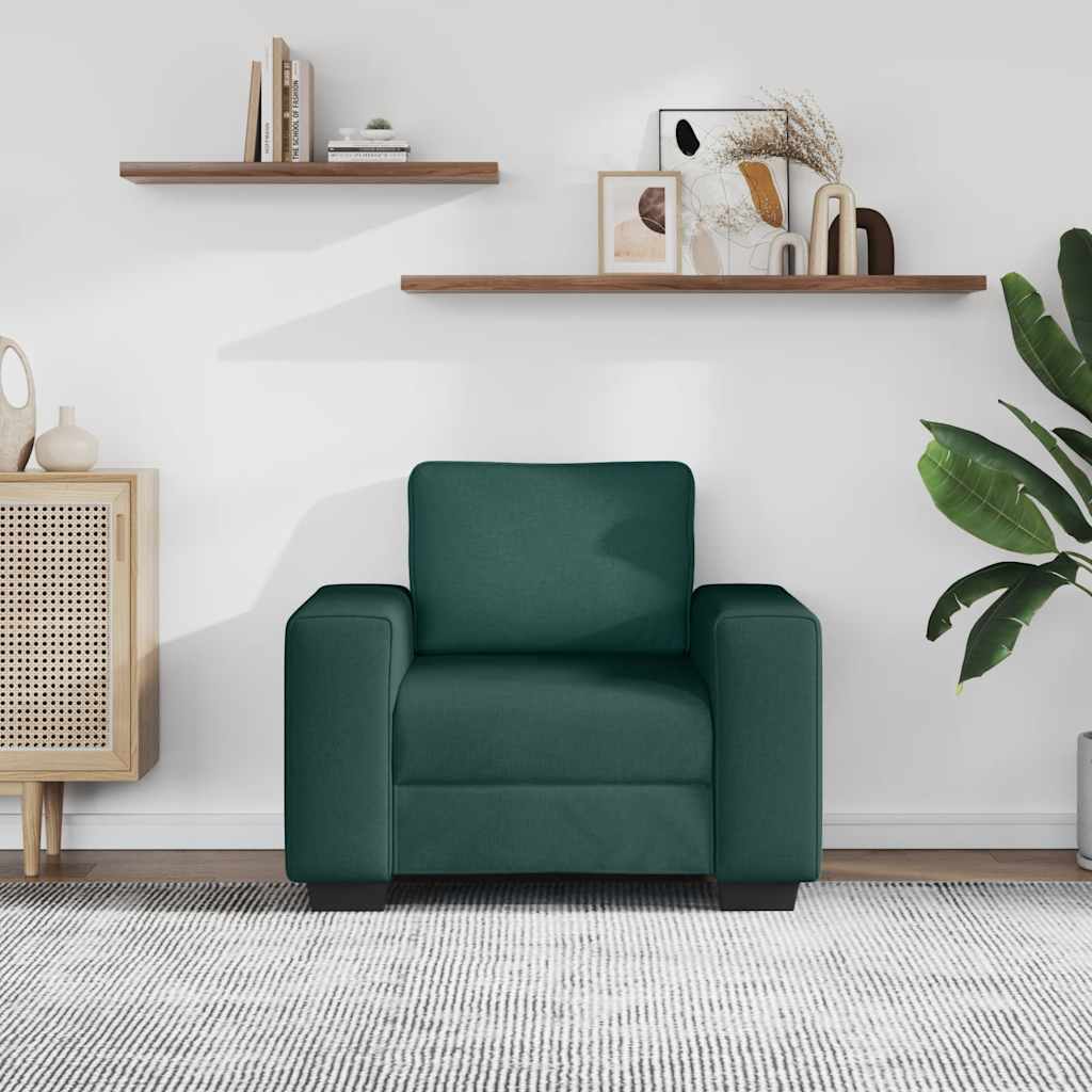 Poltrona 100x77x82 cm tecido verde-escuro