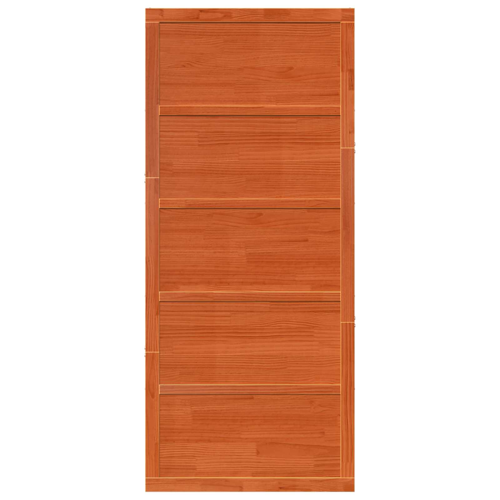 Porta de celeiro castanho encerado 80 x 2,5 x 208 cm