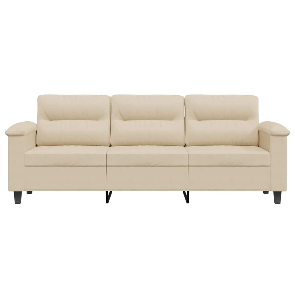 Sofá de 3 lugares 180 cm tecido de microfibra creme