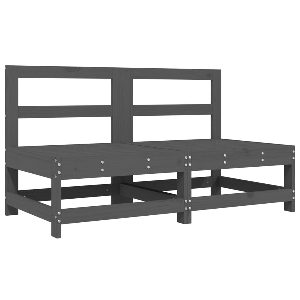 Sofás de centro para jardim 2 pcs madeira pinho maciça cinzento