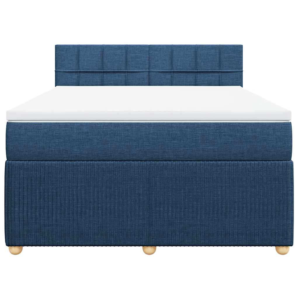 Cama com molas/colchão 140x190 cm tecido azul