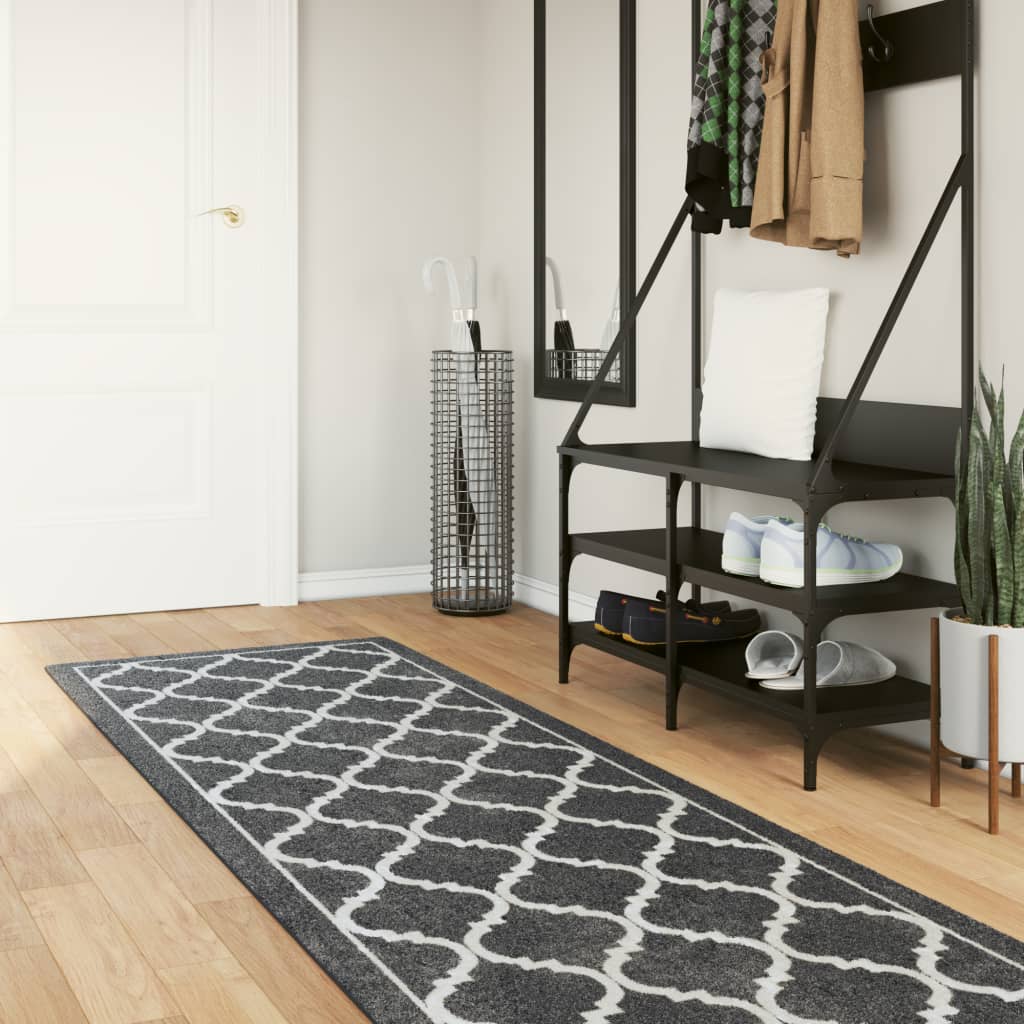 Tapete lavável 80x300 cm preto e branco