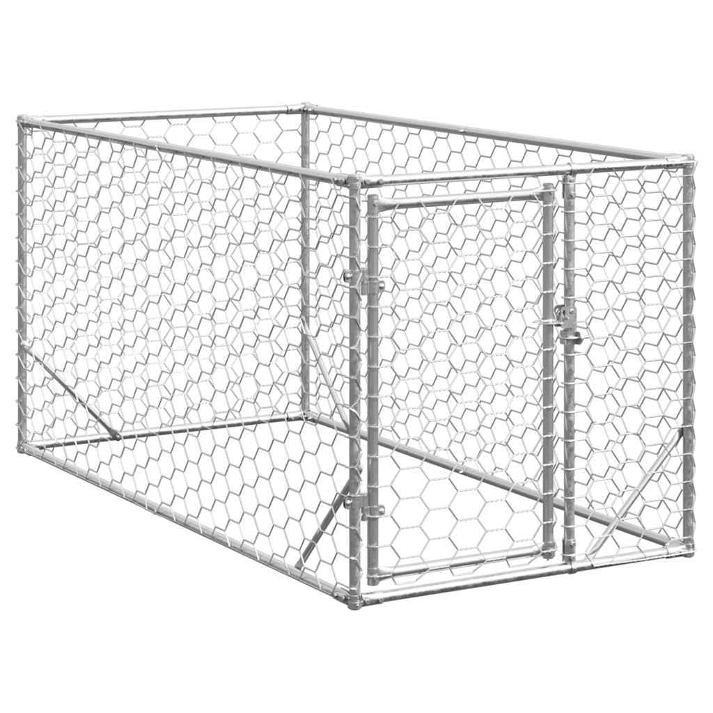 Canil para cães ao ar livre com porta 2x1x1 m aço galvanizado