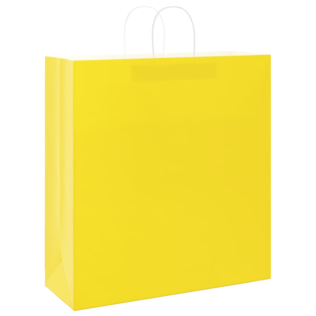 Sacos de papel 50 unid com alças amarelo 45x17x48 cm