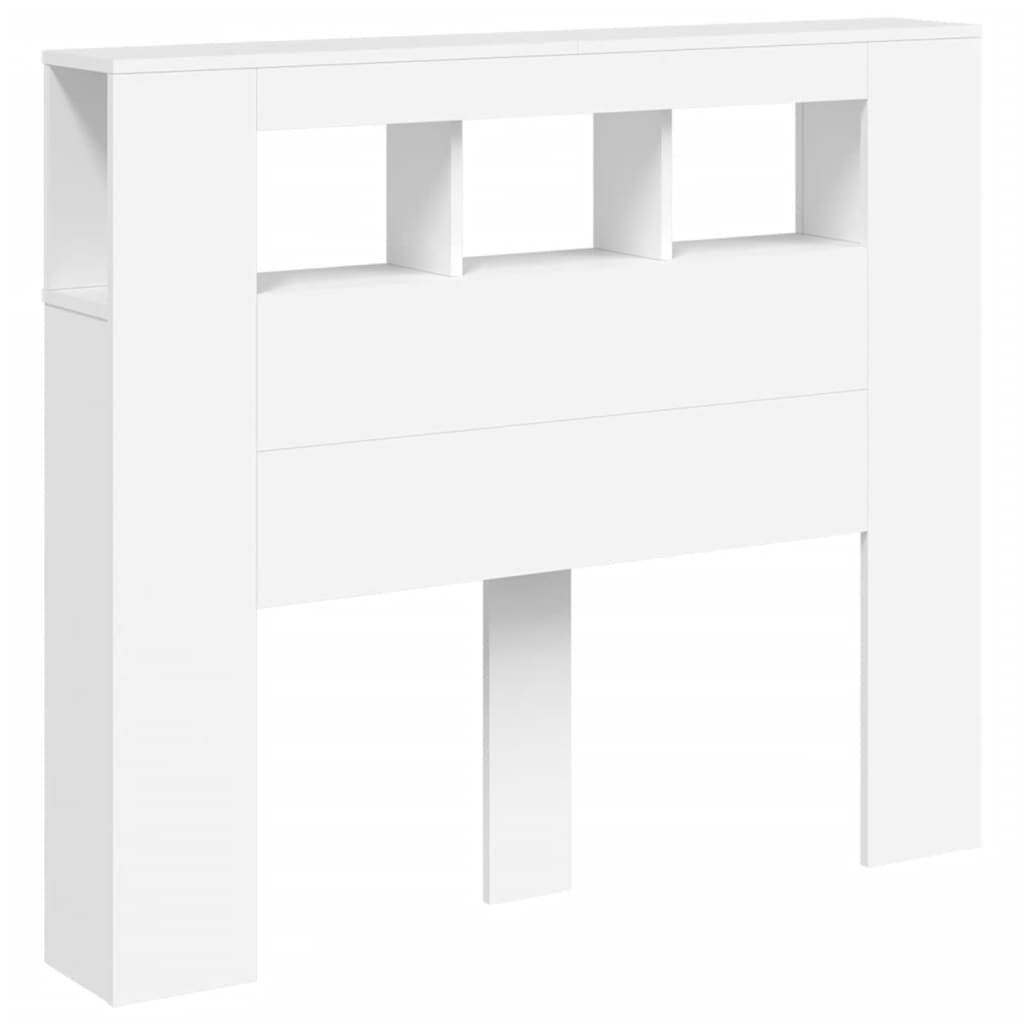 Cabeceira cama c/ leds 120x18,5x103,5 cm deriv. madeira branco