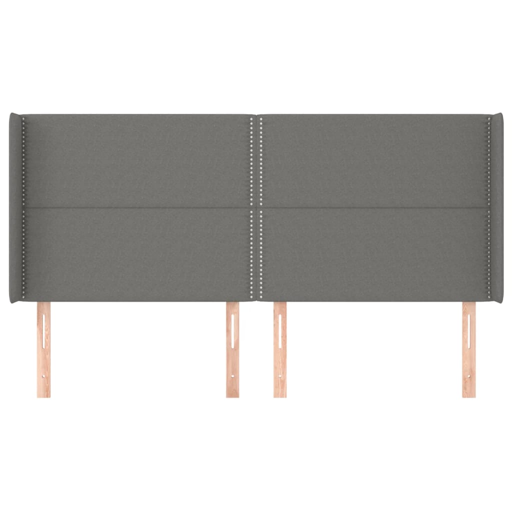 Cabeceira cama c/ abas tecido 203x16x118/128 cm cinzento-escuro