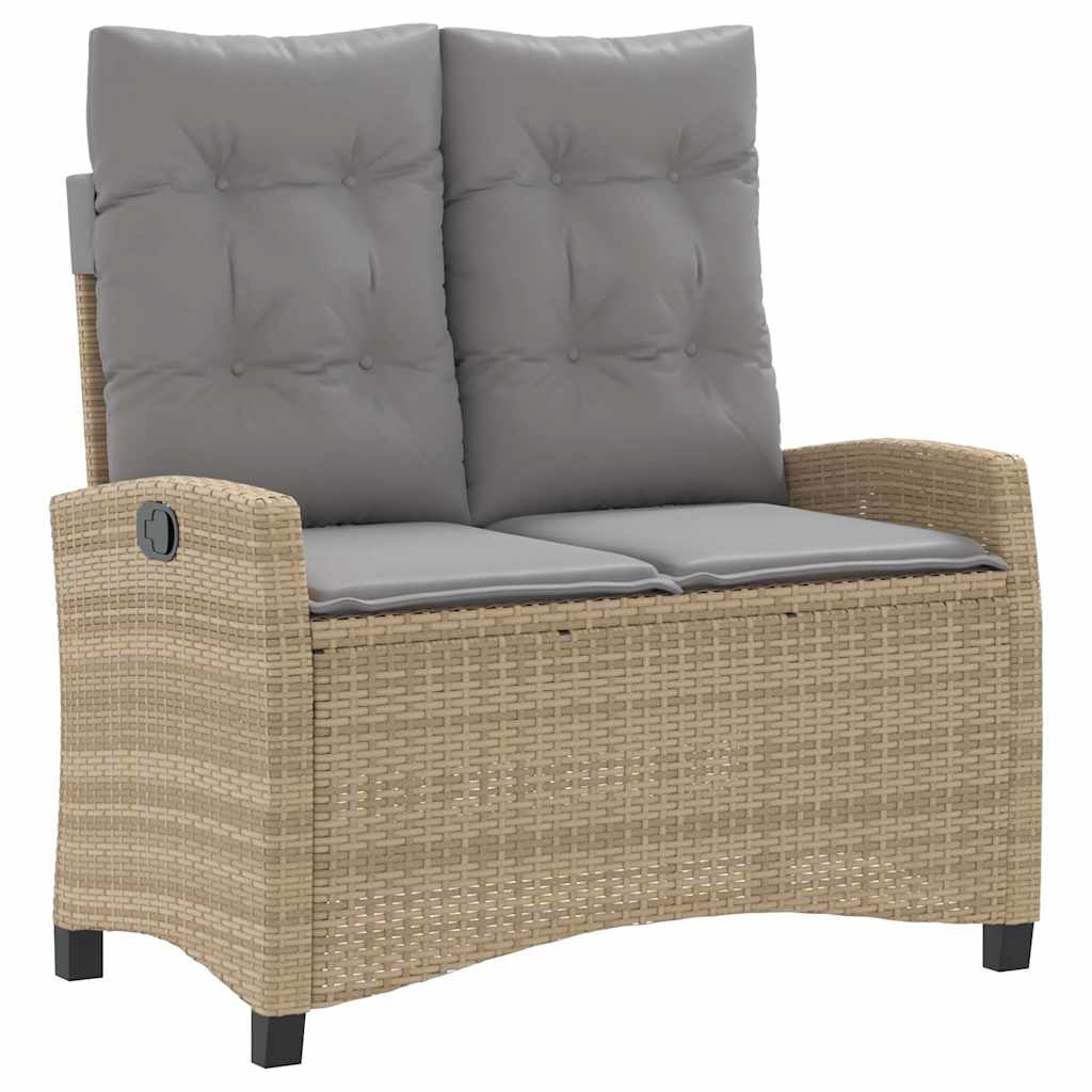 2 Pcs conjunto de jantar p/ jardim com almofadões vime PE bege