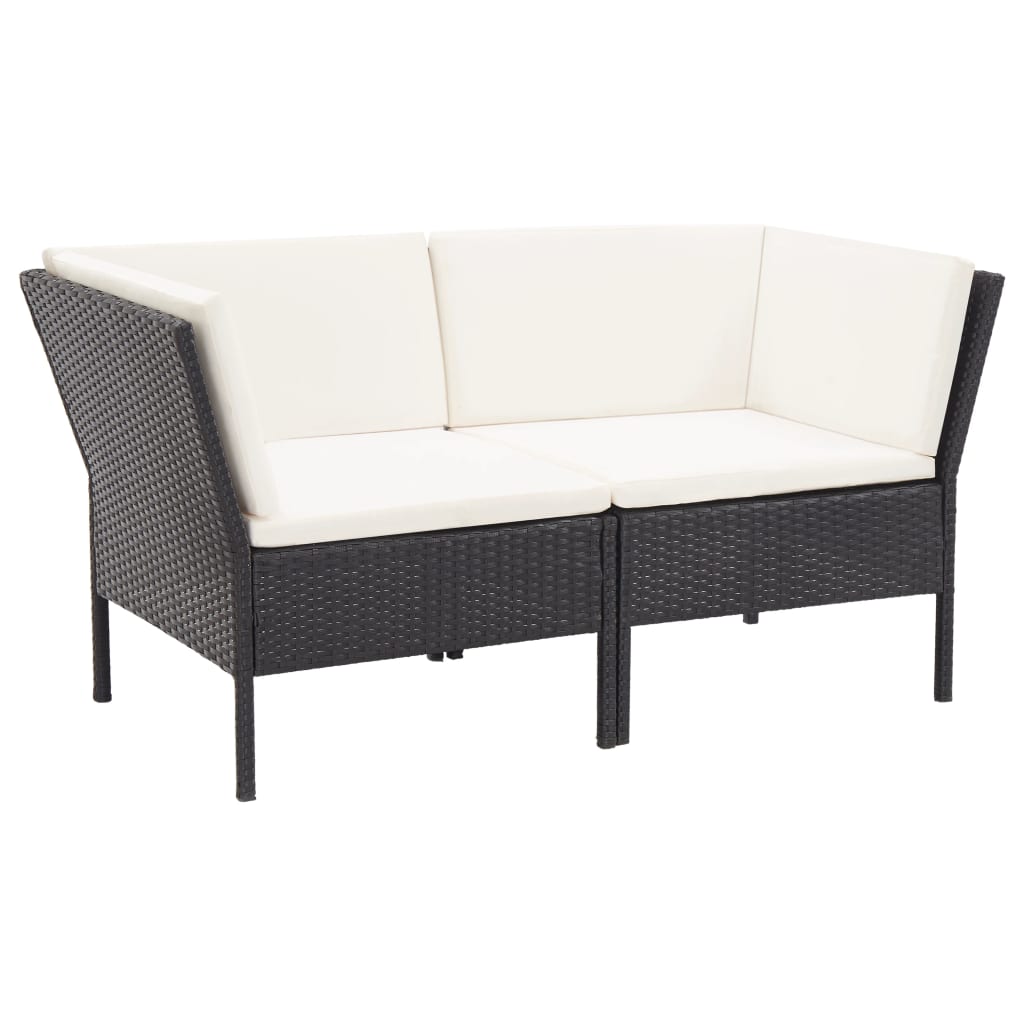 6 Pcs conjunto lounge de jardim c/ almofadões vime PE preto