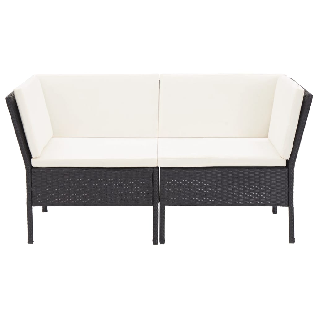 6 Pcs conjunto lounge de jardim c/ almofadões vime PE preto