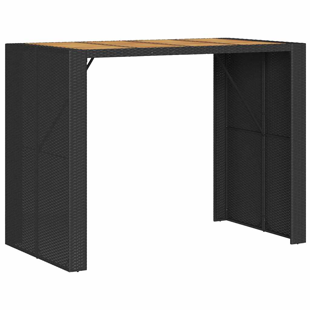 5 Pcs conjunto de bar jardim c/ almofadões vime PE/acácia preto
