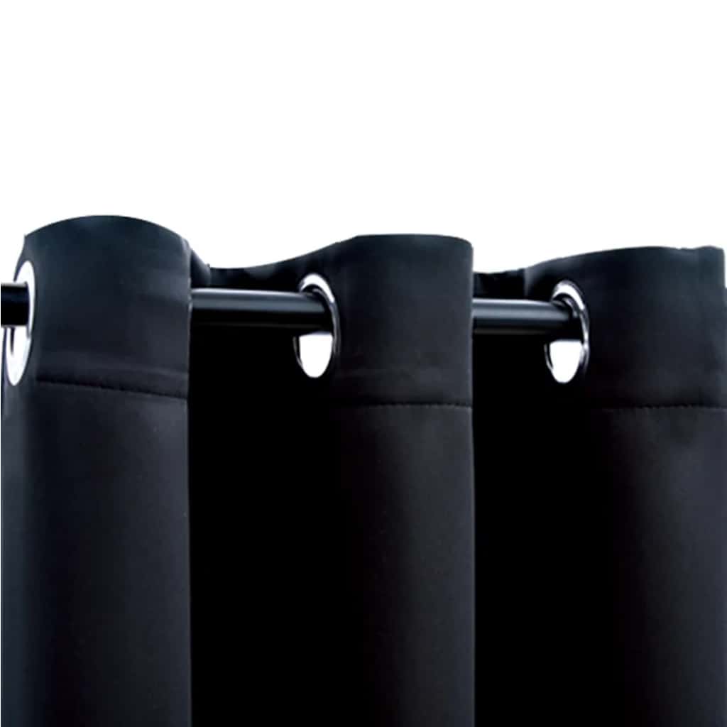 Cortinas blackout com argolas 2 peças tecido preto 97x213 cm