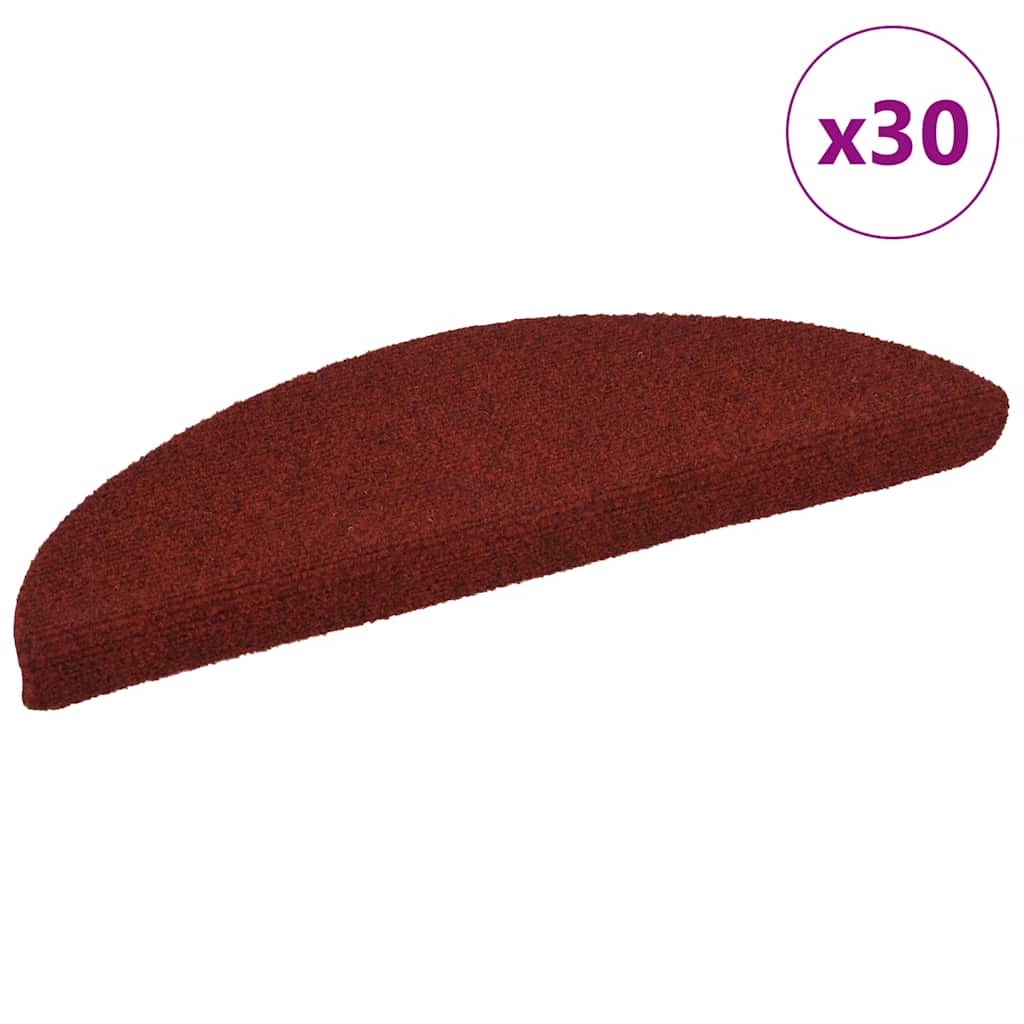 Tapetes de escada autoadesivos 30 peças 56x17x3 cm vermelho bordô meia-lua