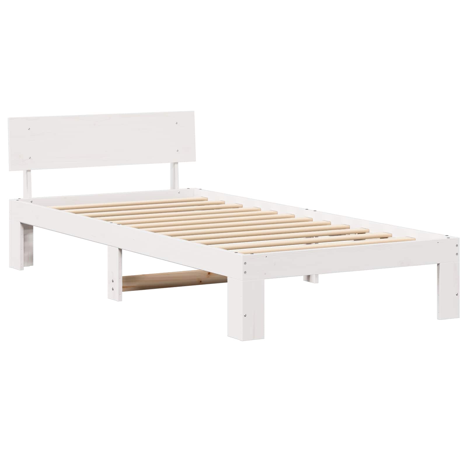 Estrutura da cama branco 90 x 200 cm madeira de pinheiro sólida
