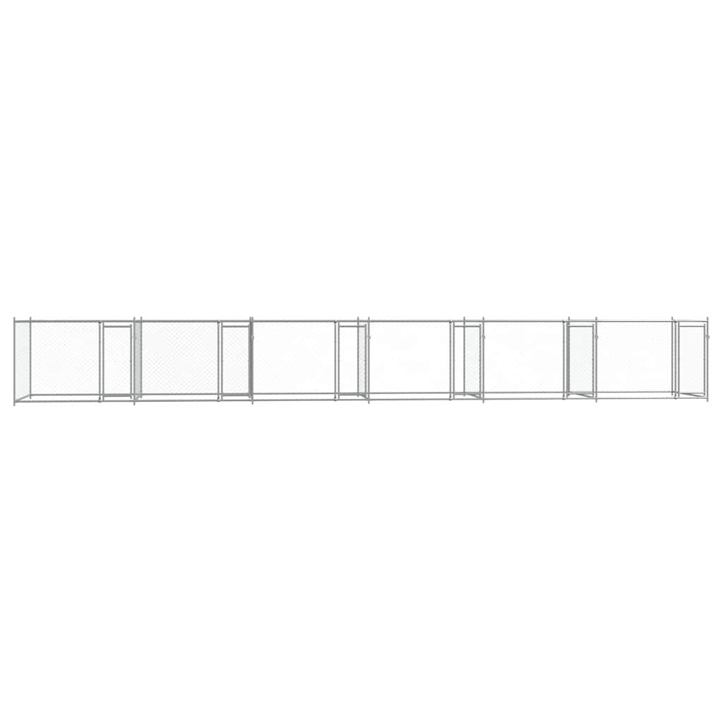 Jaula para cão com portas 12x2x1,5 m aço galvanizado cinzento