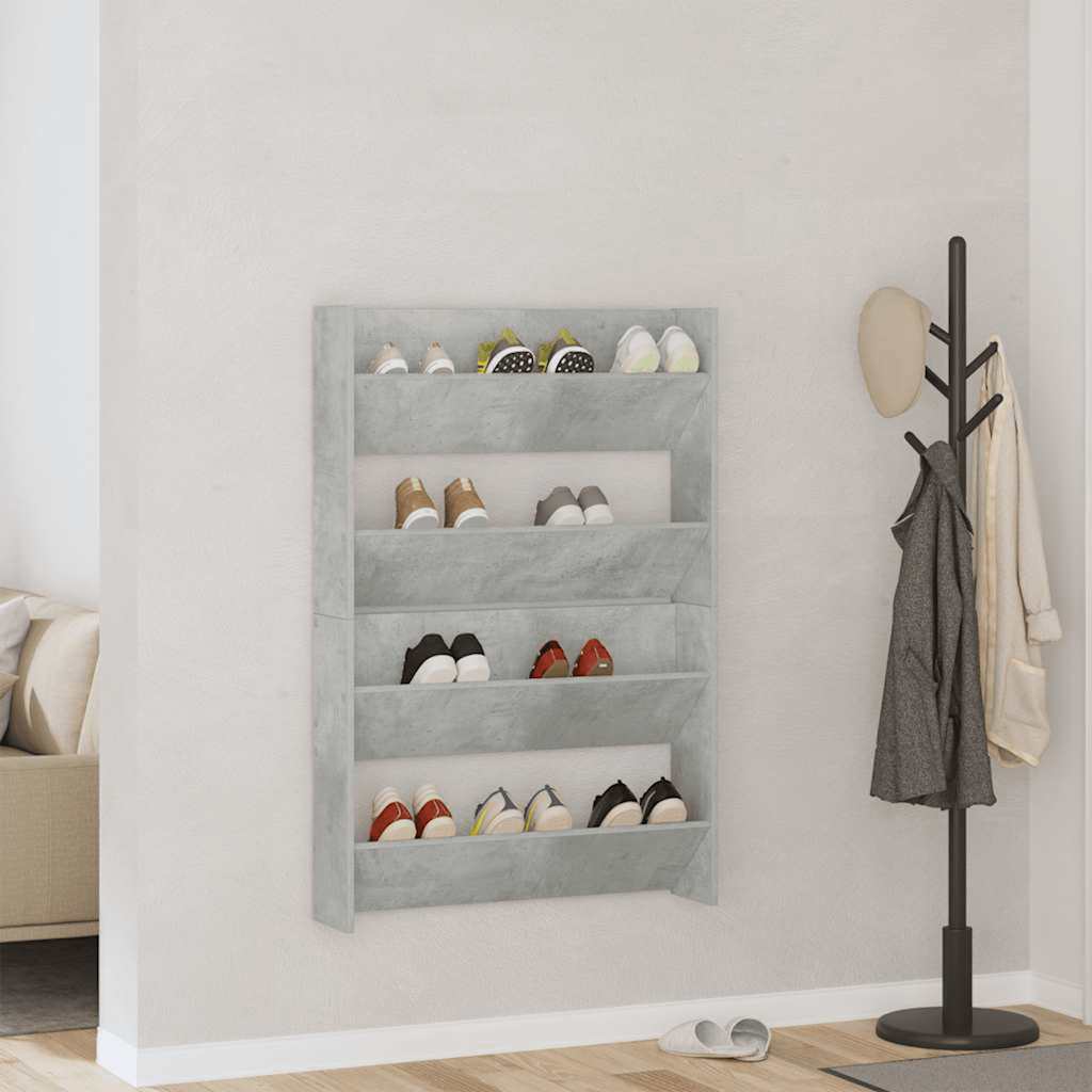 Sapateiras de parede 2 pcs 80x18x60 cm contrapl. cinza cimento
