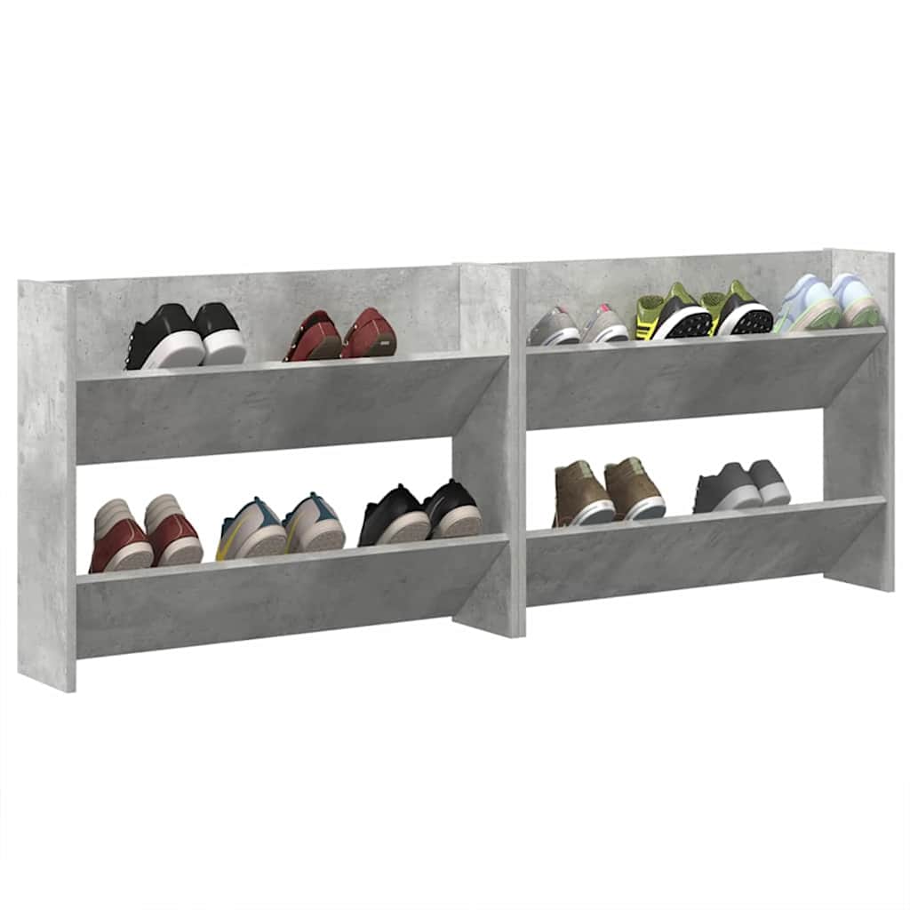 Sapateiras de parede 2 pcs 80x18x60 cm contrapl. cinza cimento