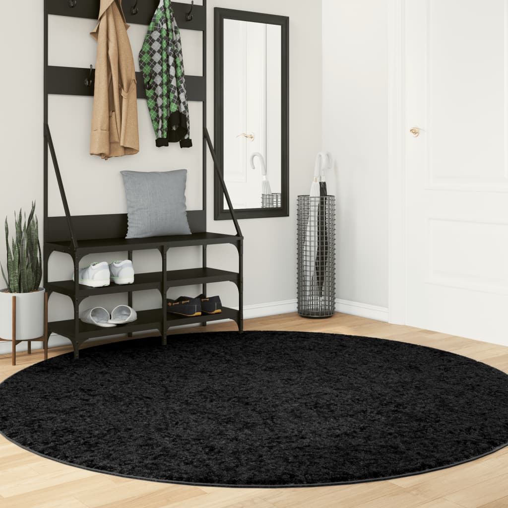 Tapete de pelo curto oviedo ø 200 cm preto