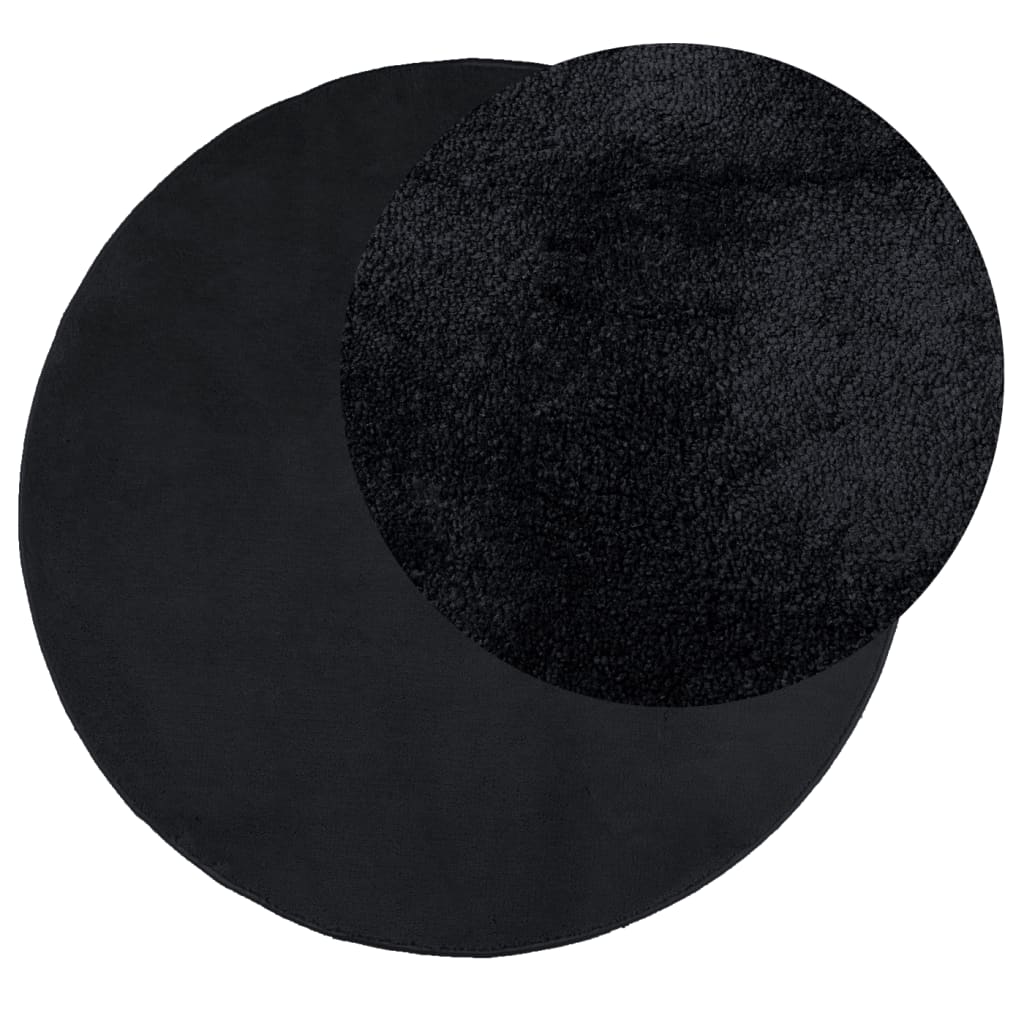 Tapete de pelo curto oviedo ø 200 cm preto