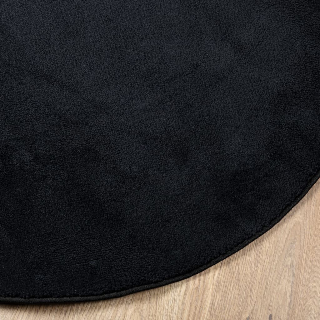 Tapete de pelo curto oviedo ø 200 cm preto