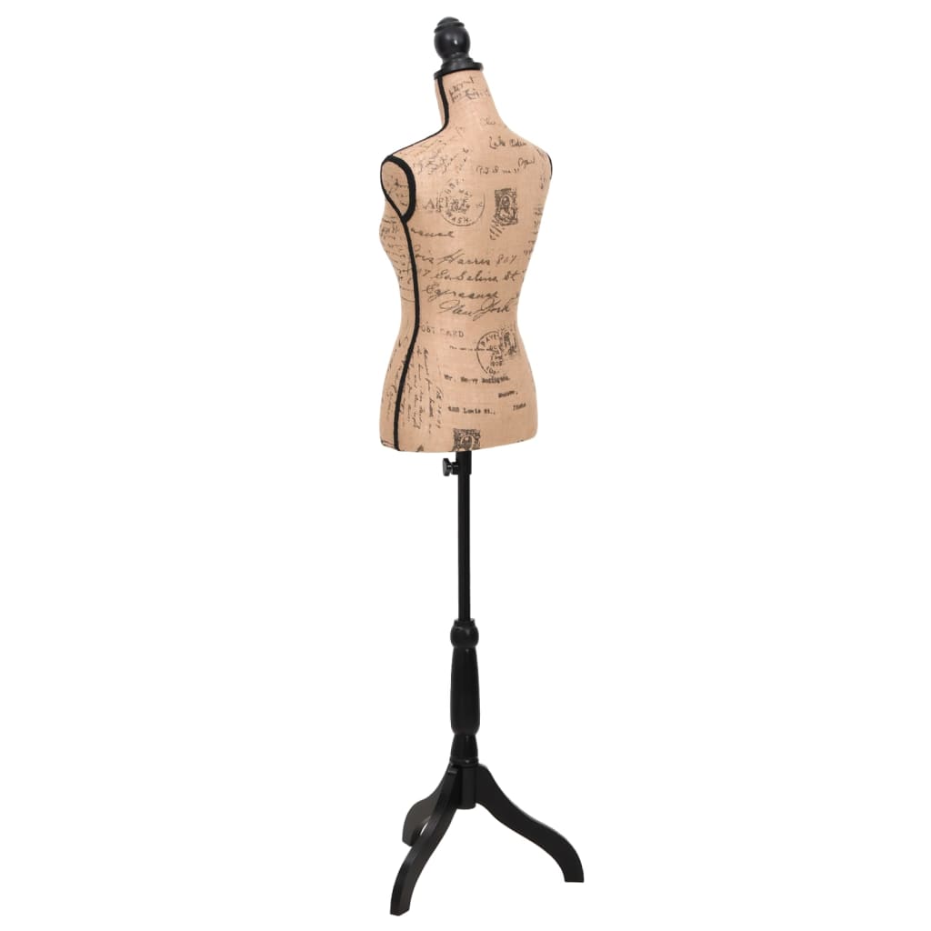 Busto manequim de senhora juta castanho e preto