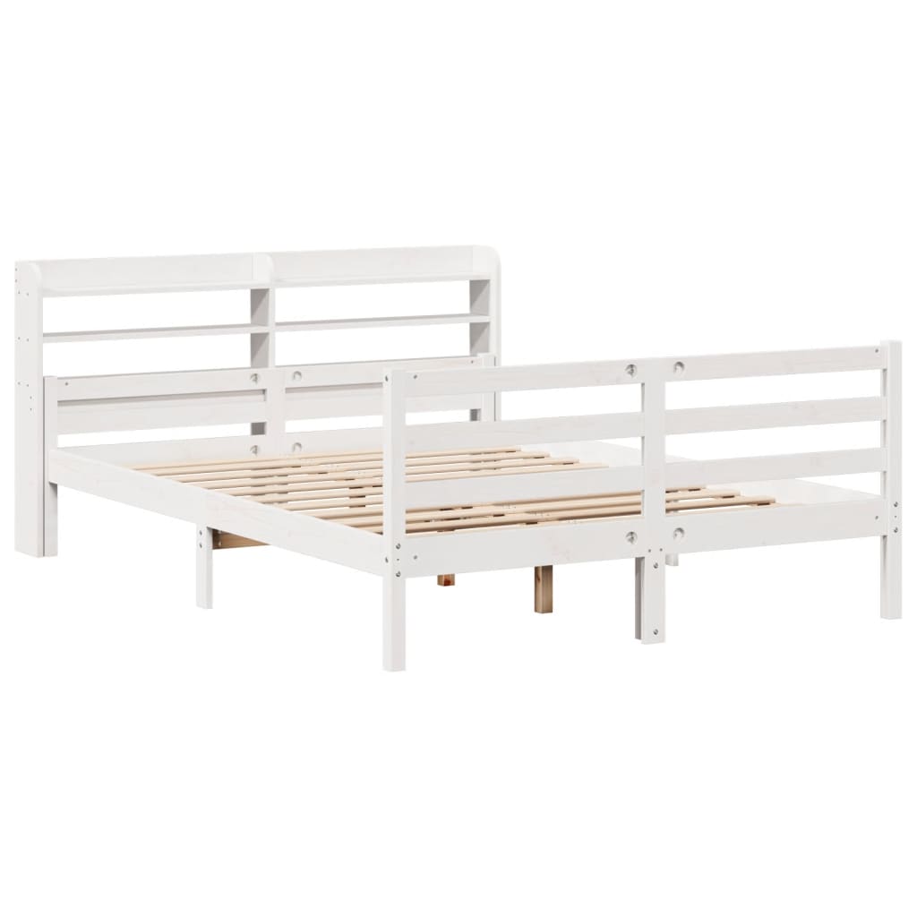 Estrutura cama c/ cabeceira 135x190 cm pinho maciço branco