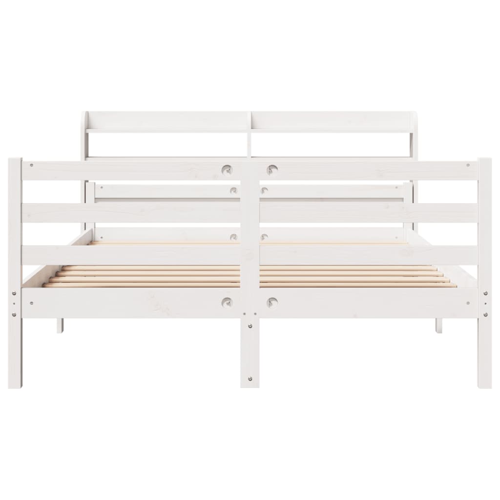 Estrutura cama c/ cabeceira 135x190 cm pinho maciço branco