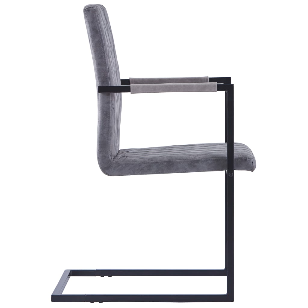 Cadeiras de jantar cantilever 2pcs couro artif. cinzento-escuro