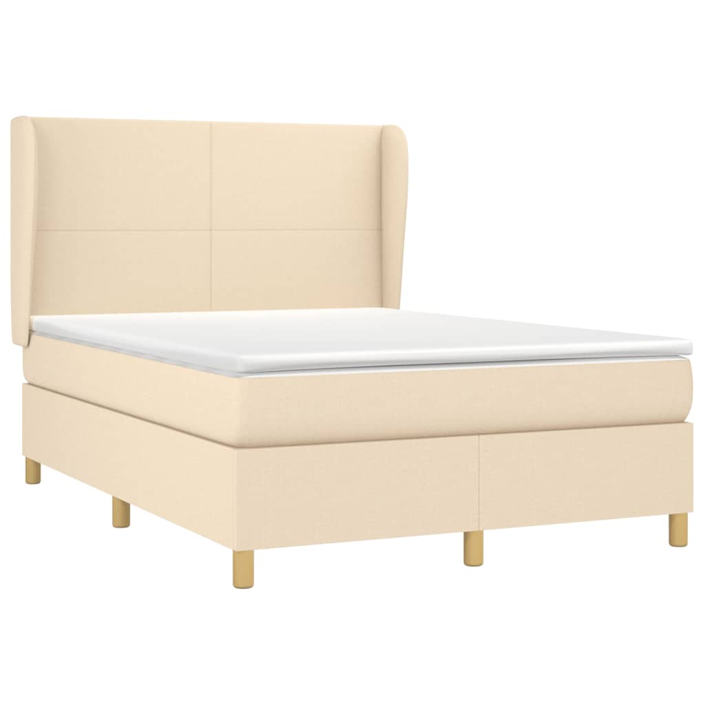 Cama com molas/colchão 140x200 cm tecido cor creme