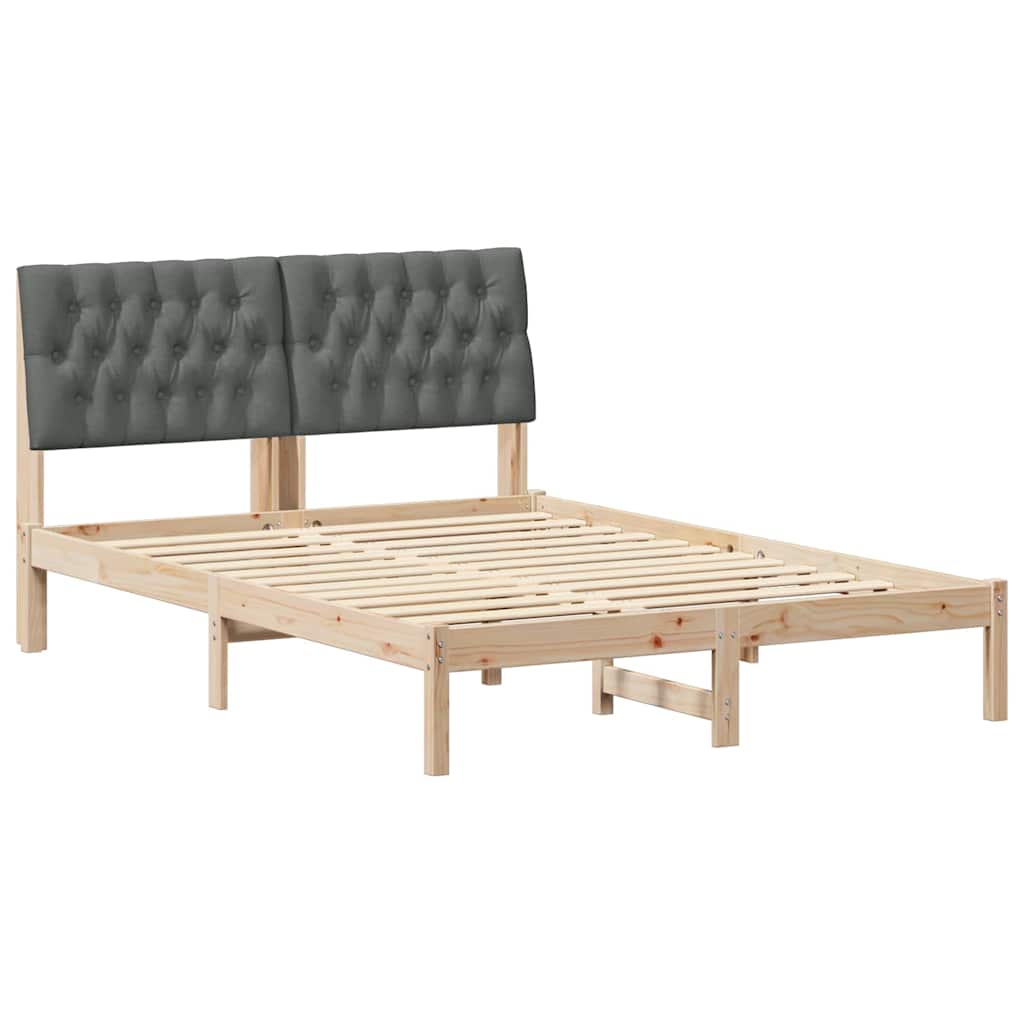Estrutura de cama com cabeceira estofada castanho 135 x 190 cm