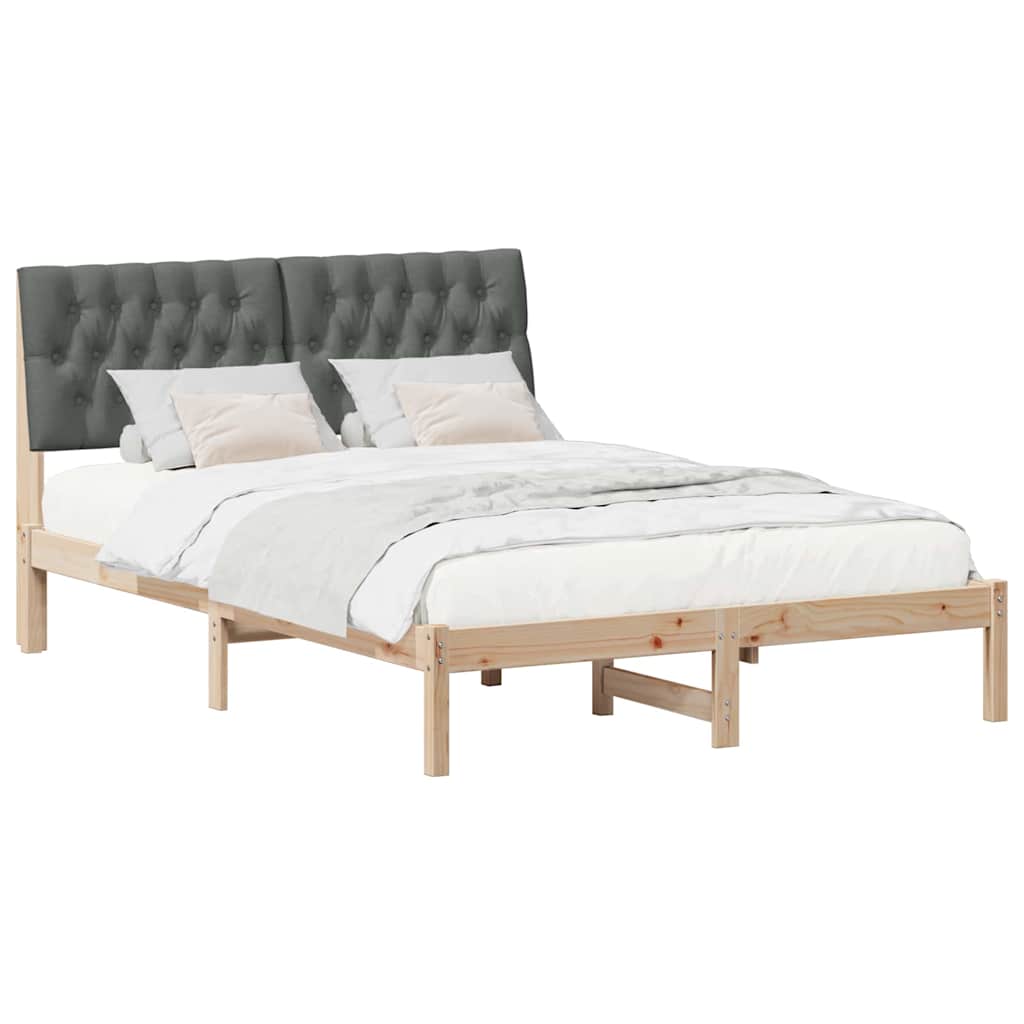 Estrutura de cama com cabeceira estofada castanho 135 x 190 cm