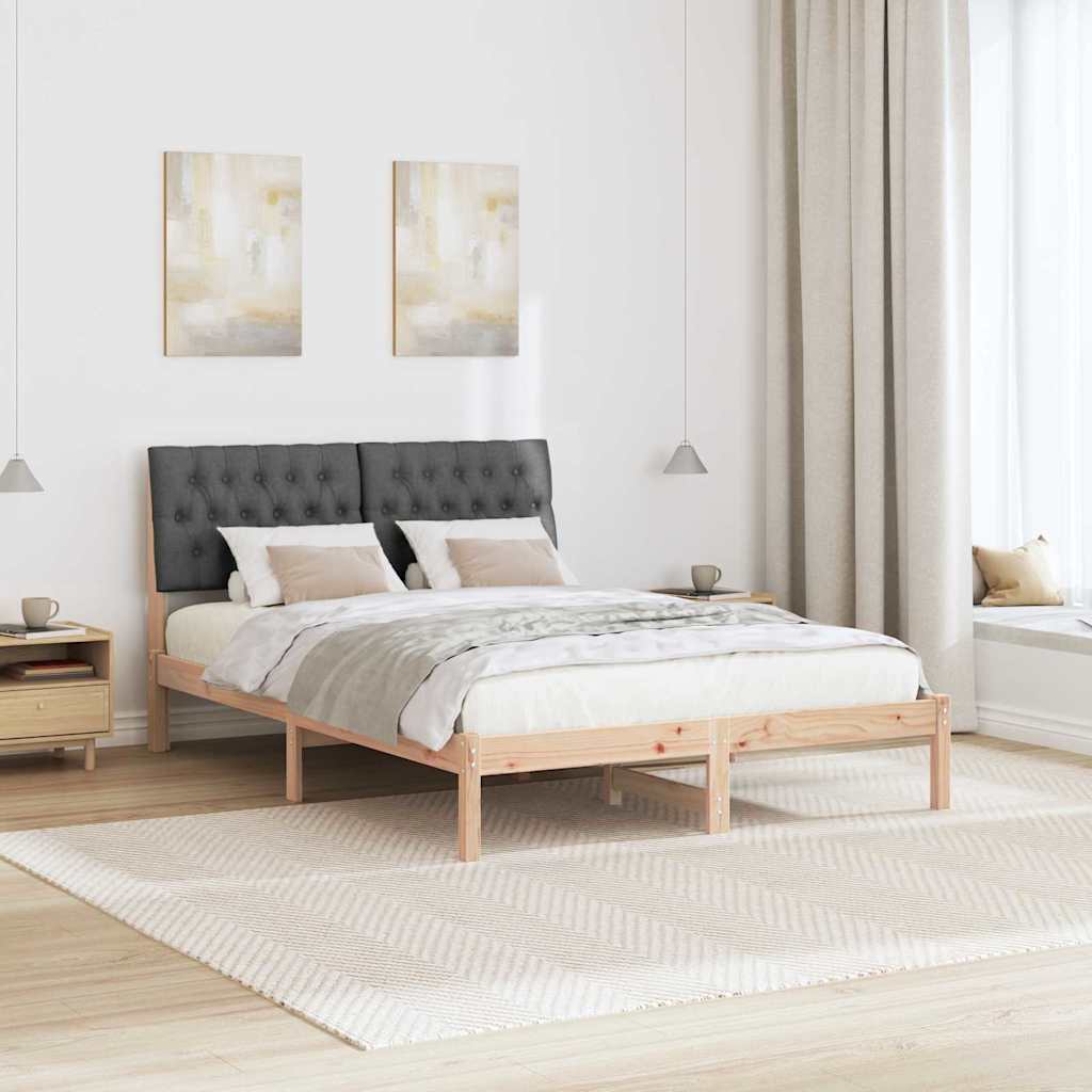 Estrutura de cama com cabeceira estofada castanho 135 x 190 cm