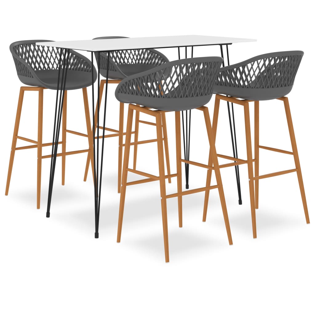 5 Pcs conjunto de bar branco e cinzento