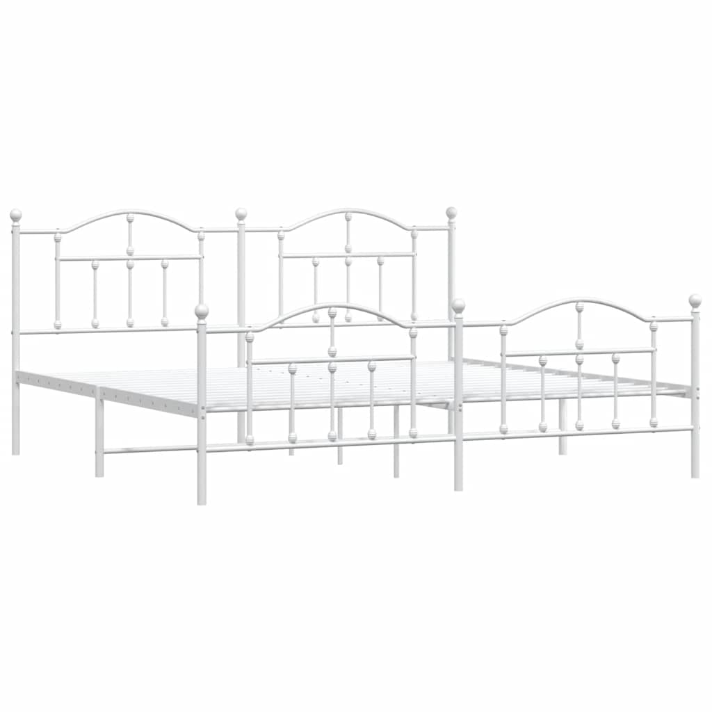 Estrutura de cama com cabeceira e pés 193x203 cm metal branco