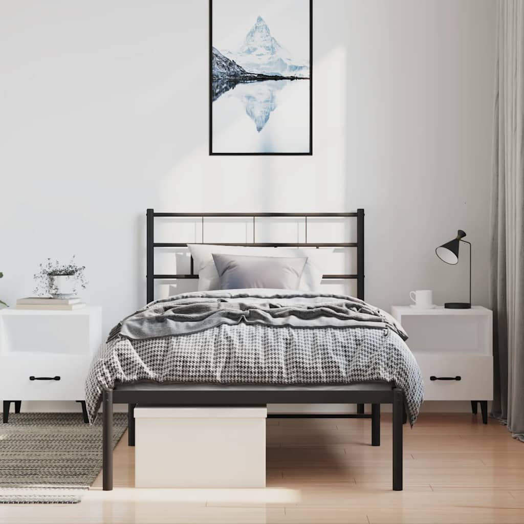Estrutura de cama com cabeceira 100x200 cm metal preto