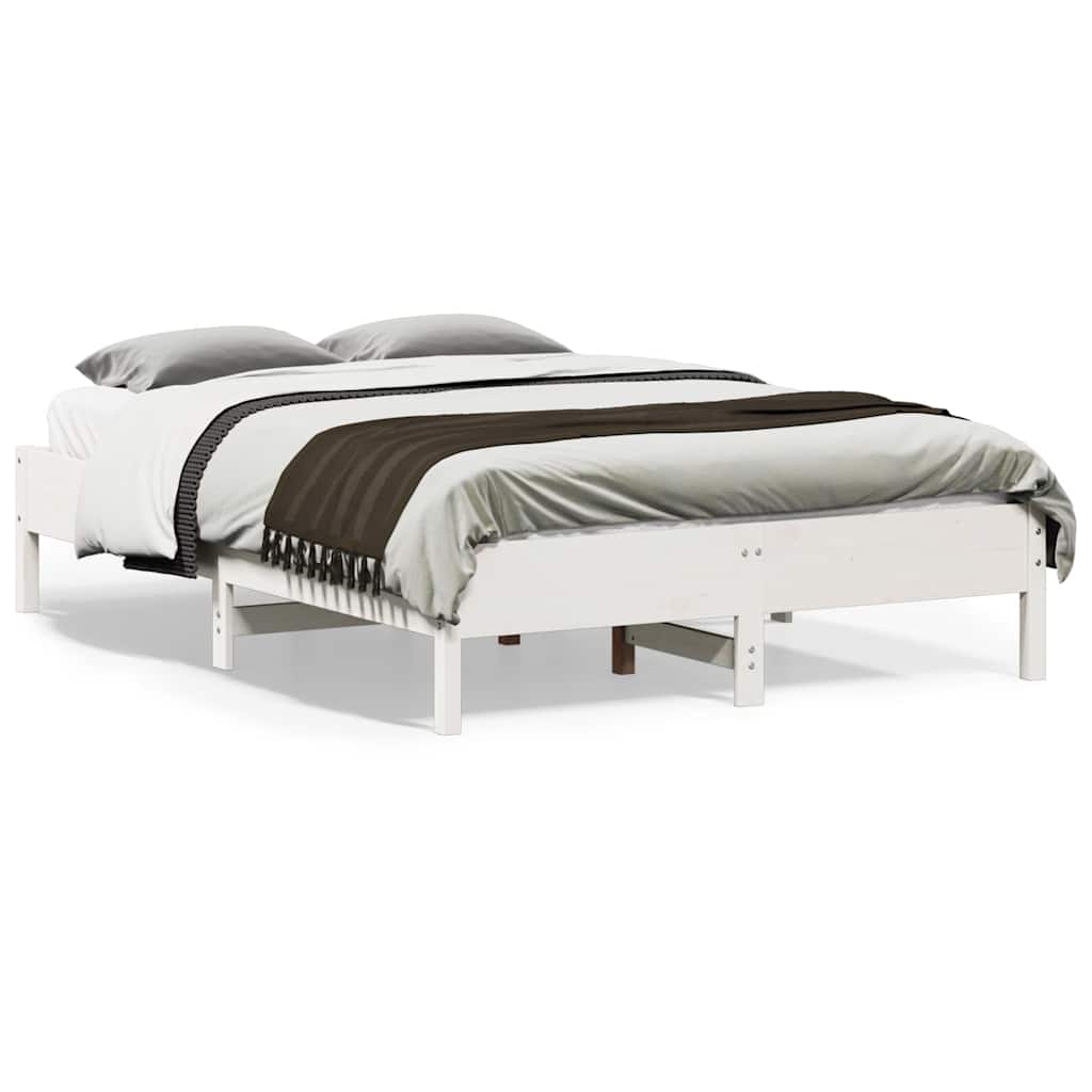 Cama sem colchão 140x190 cm madeira de pinho maciça branco