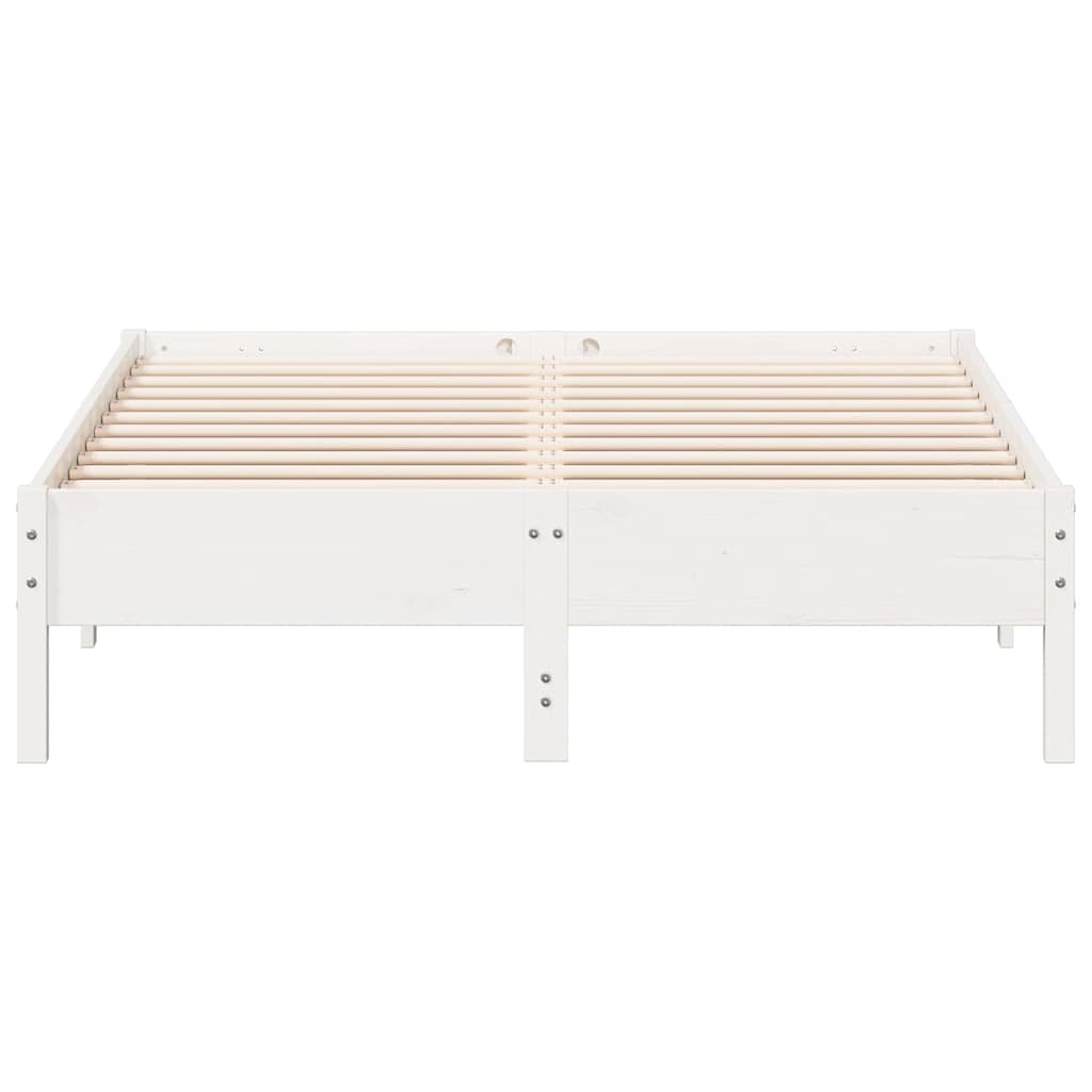 Cama sem colchão 140x190 cm madeira de pinho maciça branco