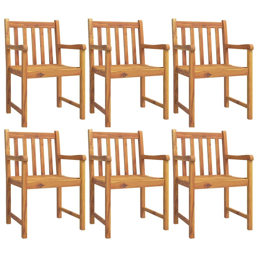 7 Pcs conjunto de jantar para jardim madeira de acácia maciça