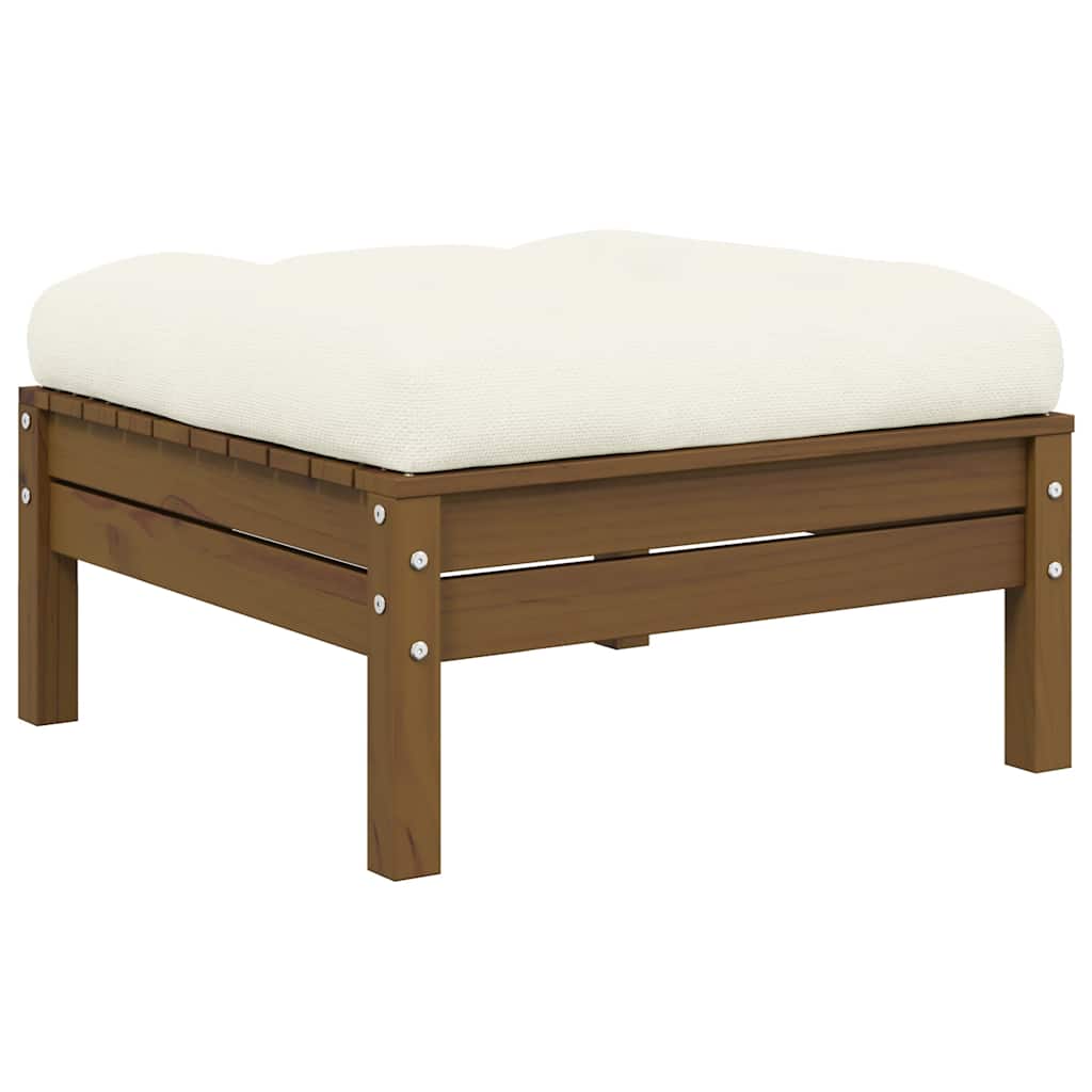 Sofá de jardim 2 lugares com almofadões cor creme pinho maciço